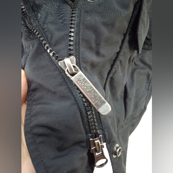 Woolrich Wool Nylon Black Jacket  Hood Women's Large - Picture 6 of 12